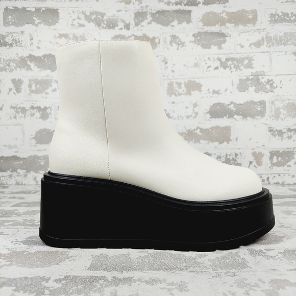 NEW Bp. Milo White Faux Leather Zip Up Platform Ankle Boots W668 - Picture 5 of 12